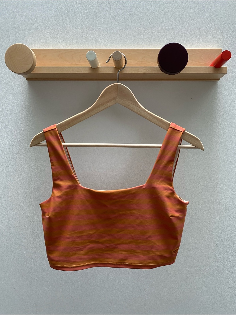 Albion Swim Striped Square-Neck Bikini Top in Coral and Pink